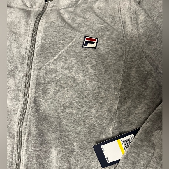 ***NEW Fila Heather Grey VELOUR Track Jacket with logo and weighted zipper (M) - Picture 3 of 16